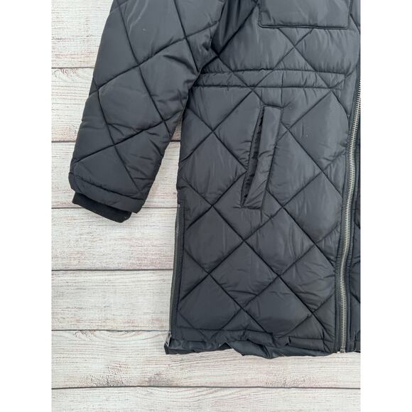 Levis Soft Sherpa Lined Hood Diamond Quilted Parka Jacket Womens XL Black - Picture 16 of 16